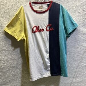 Men's Akoo Co Blue White Yellow LG Stripes Crewneck Tee T-Shirt Size 3XL Read